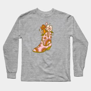 Flower Cowboy Boot Long Sleeve T-Shirt